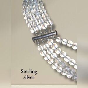 4strand Crystal Quartz Beaded Vintage Necklace Choker Sterling 925